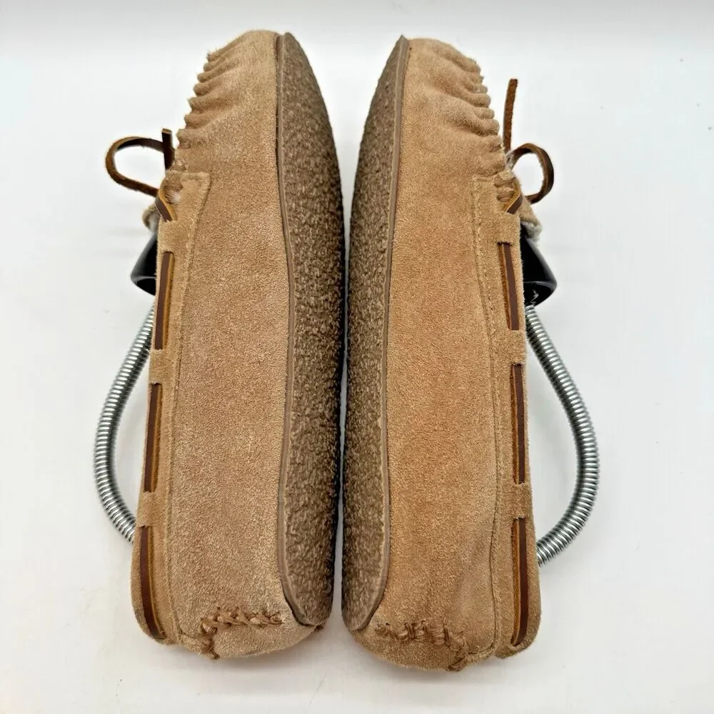 Minnetonka 4811 Cassie Tan Moccasin Youth 4 Fur Lined Suede Leather Slippers